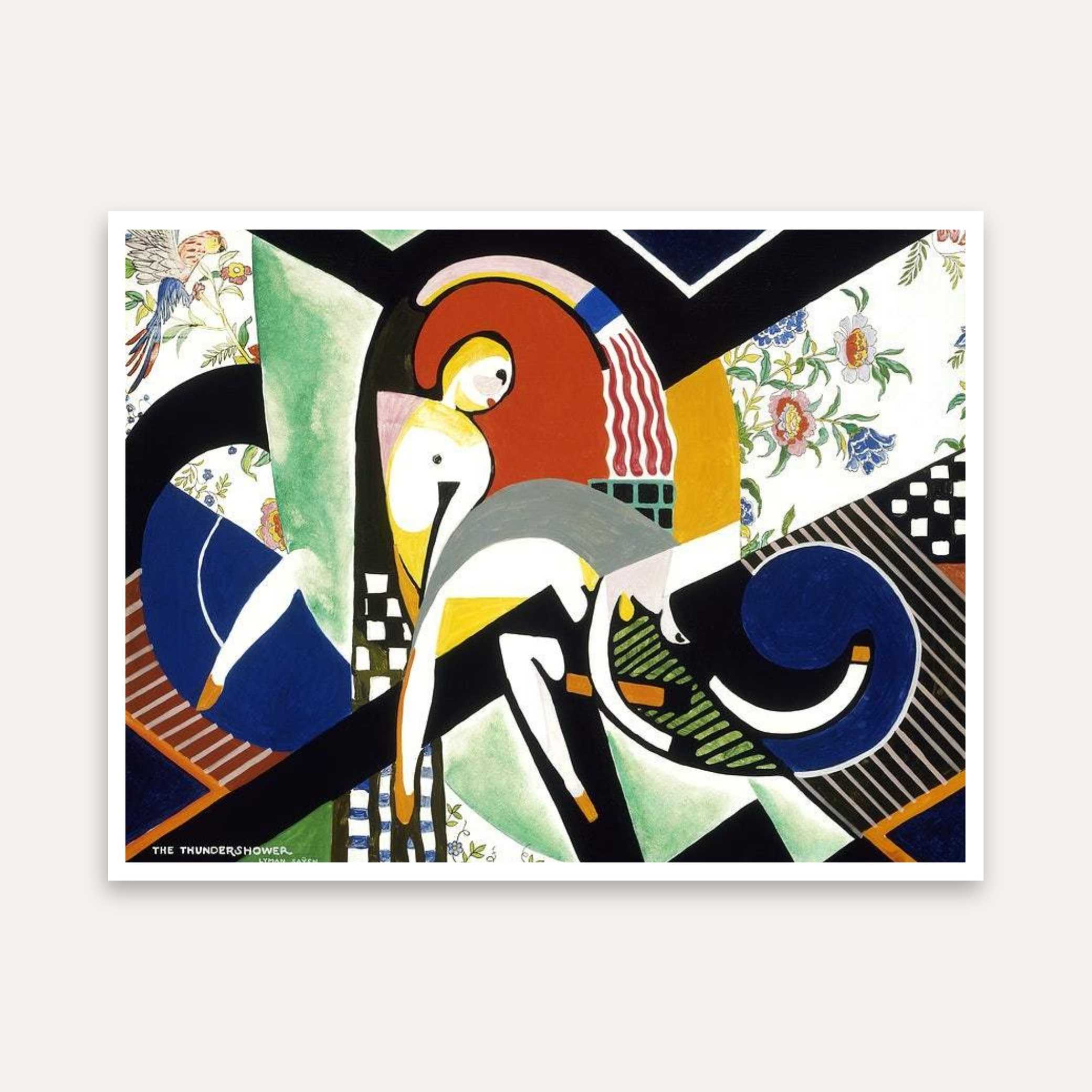 Abstract Colourful Painting for Living Room – The Thundershower by Lyman Saÿen | Wall Art Print 4 : 3 Horizontal Premium Wall Art Canvas by MeriDeewar