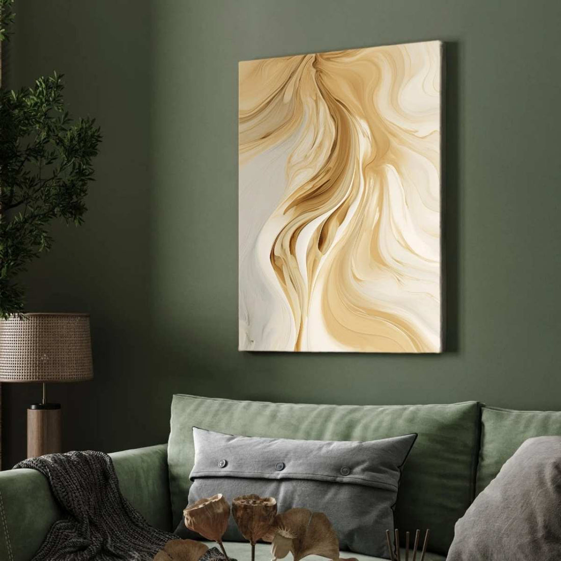 Abstract Cream & Caramel Fluid Marble Wall Art | Modern Neutral Framed Print 2 : 3 Vertical Premium Wall Art Canvas by MeriDeewar