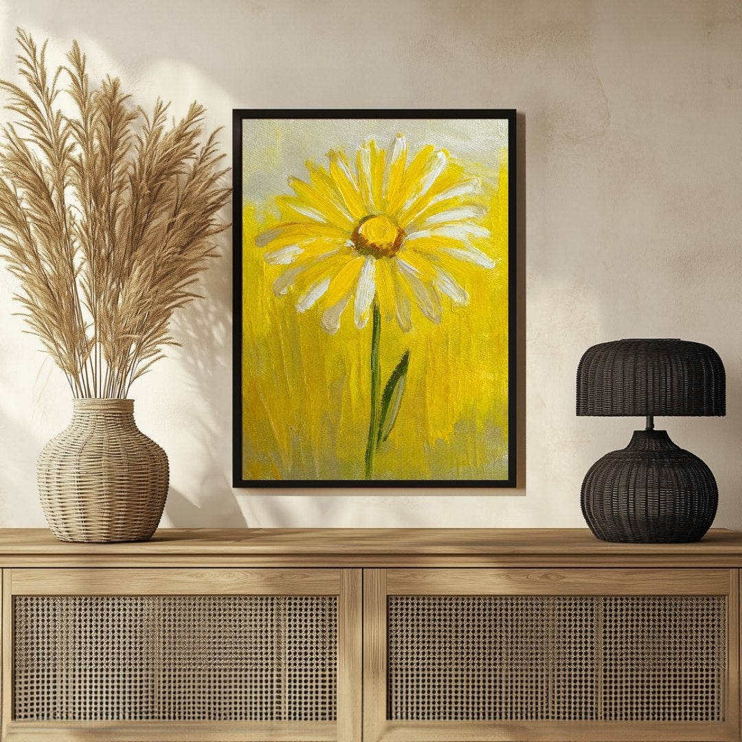 Abstract Daisy Flower Painting - Modern Art for Elegant Spaces 3 : 4 Vertical New Premium Wall Art Canvas by MeriDeewar