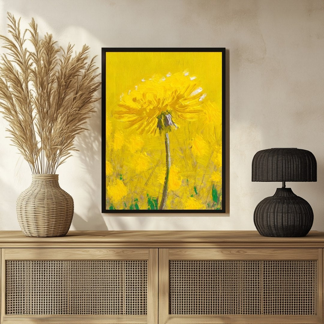 Abstract Dandelion Flower Painting: Add Elegance to Your Walls 3 : 4 Vertical New Premium Wall Art Canvas by MeriDeewar