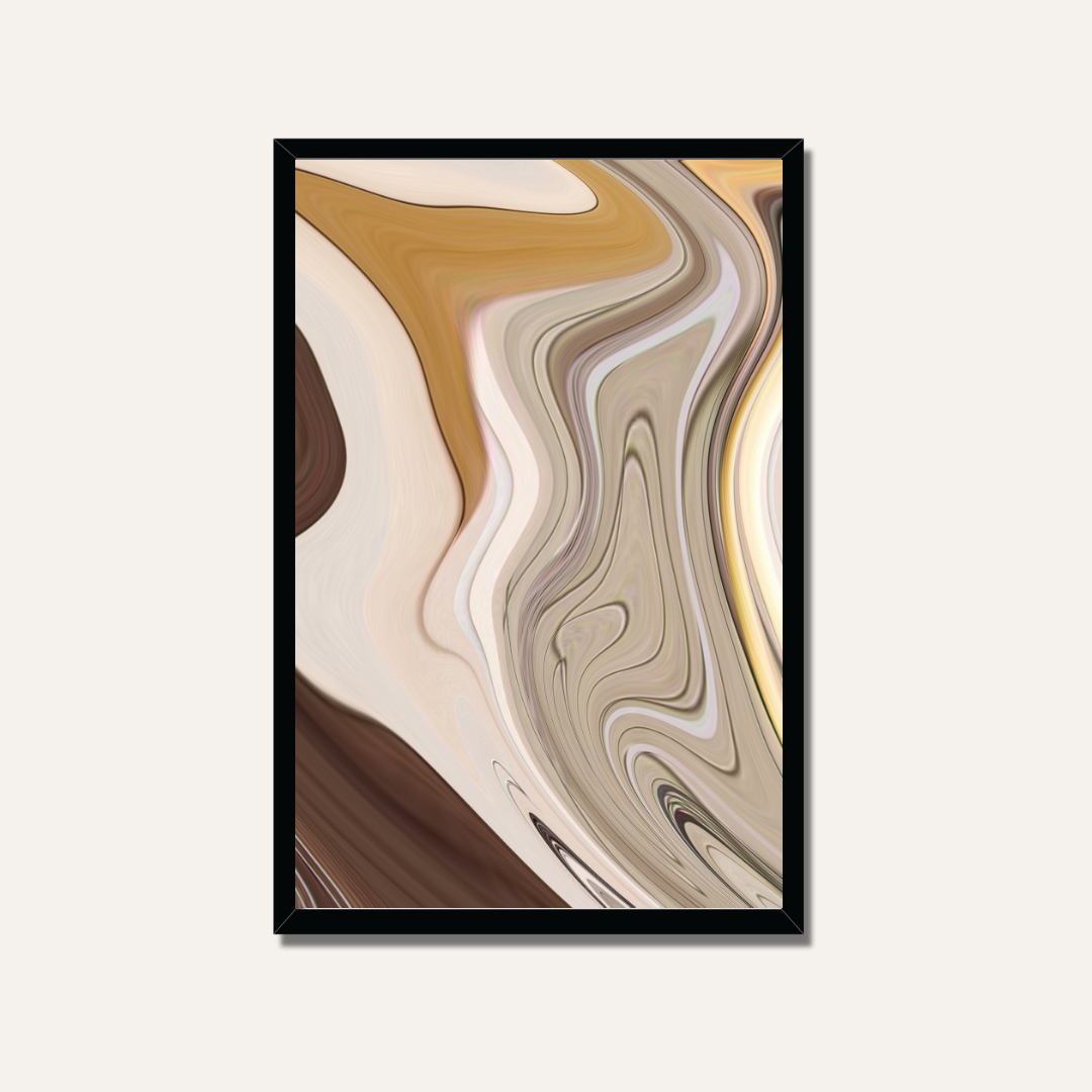 Abstract Earth Tones Fluid Marble Wall Art | Warm Neutral Framed Print 2 : 3 Vertical Premium Wall Art Canvas by MeriDeewar