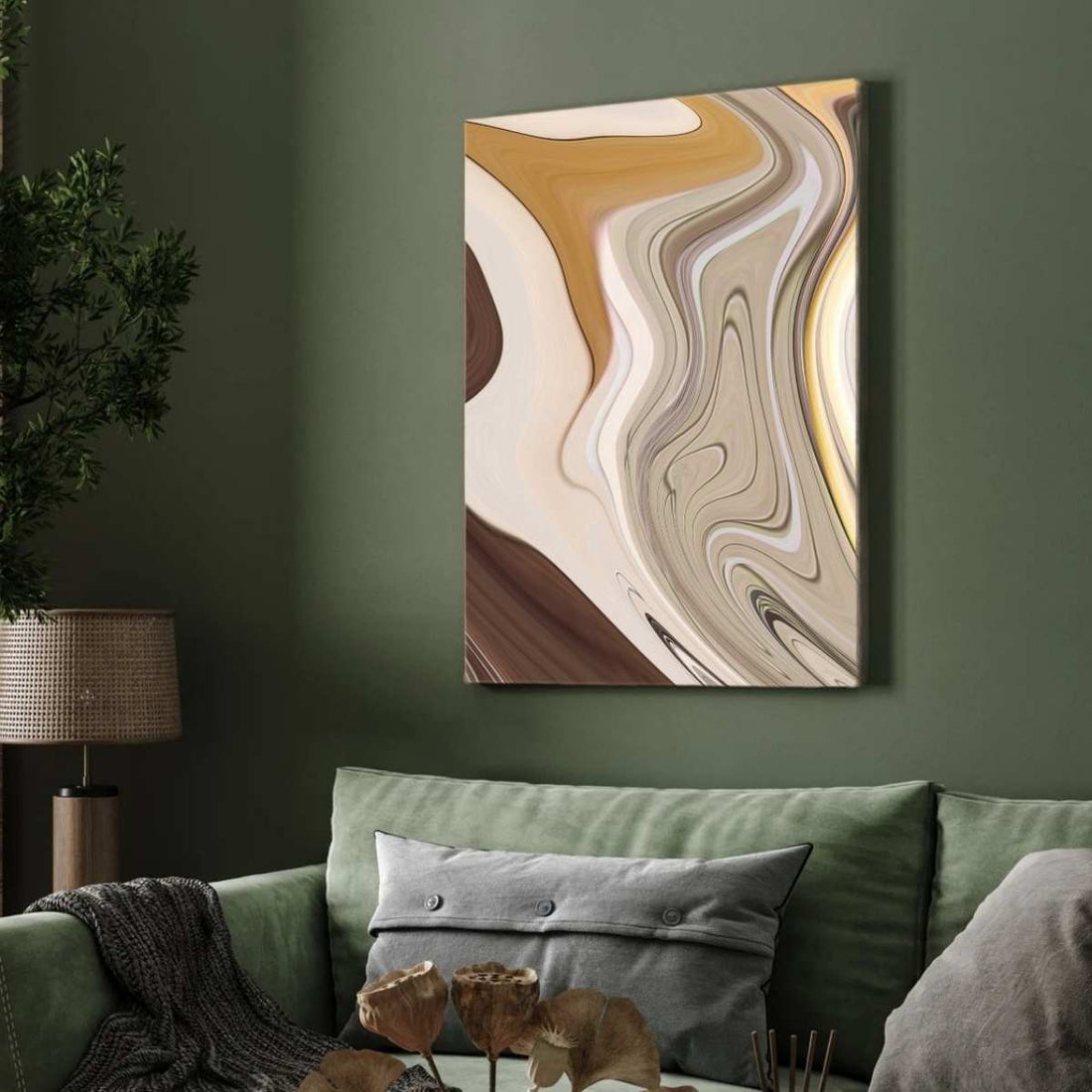 Abstract Earth Tones Fluid Marble Wall Art | Warm Neutral Framed Print 2 : 3 Vertical Premium Wall Art Canvas by MeriDeewar