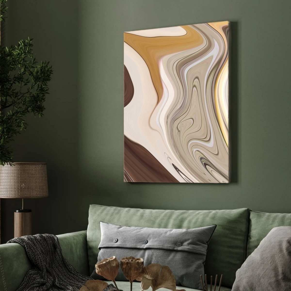 Abstract Earth Tones Fluid Marble Wall Art | Warm Neutral Framed Print 2 : 3 Vertical Premium Wall Art Canvas by MeriDeewar