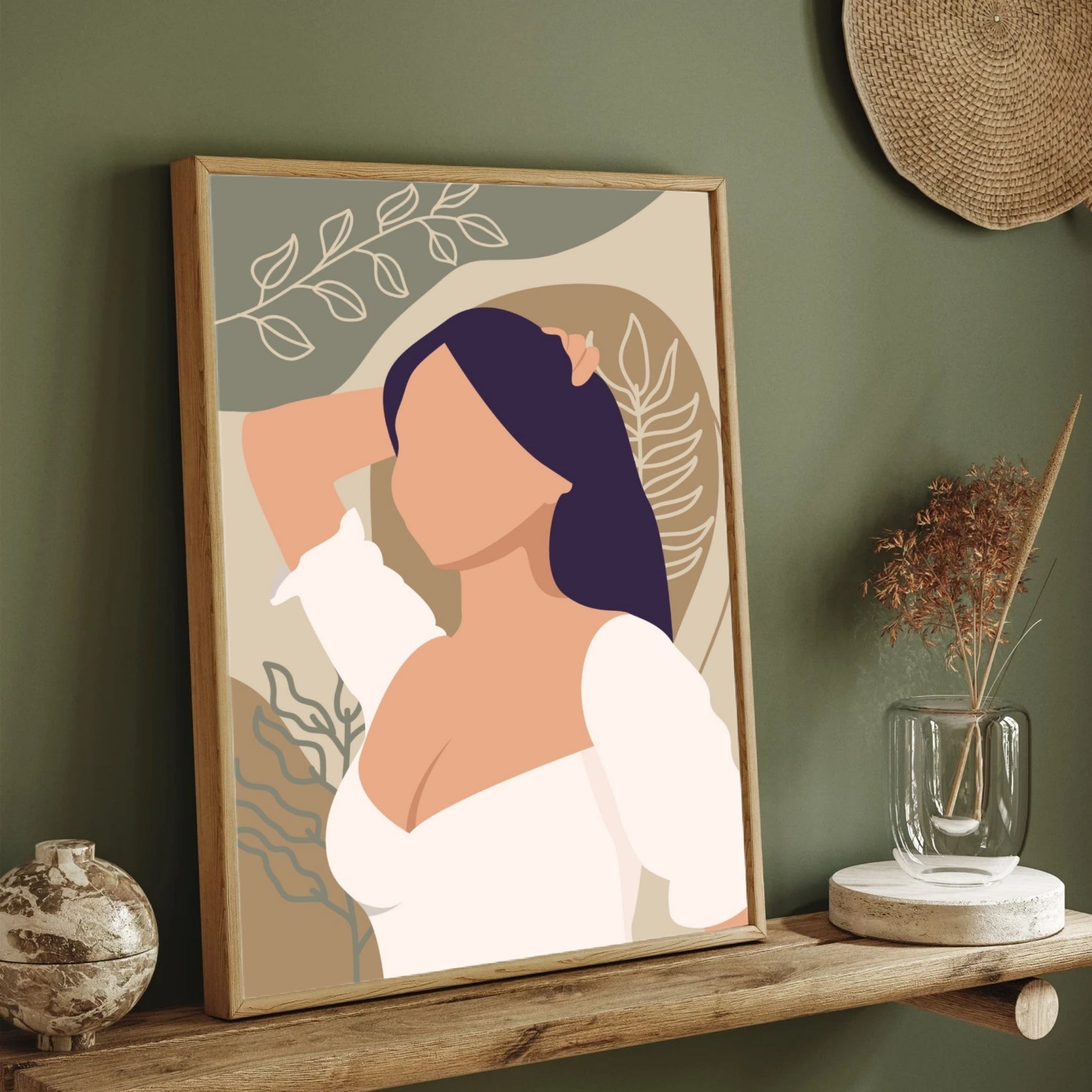 Abstract Elegance – Minimalist Woman Portrait Wall Art Print 2 : 3 Vertical Premium Wall Art Canvas by MeriDeewar