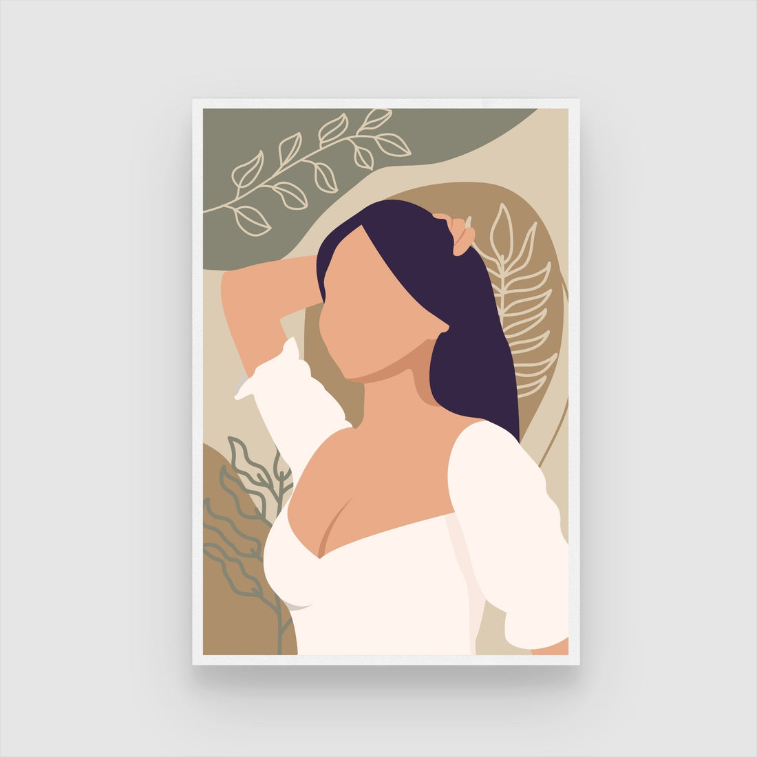 Abstract Elegance – Minimalist Woman Portrait Wall Art Print 2 : 3 Vertical Premium Wall Art Canvas by MeriDeewar