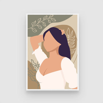 Abstract Elegance – Minimalist Woman Portrait Wall Art Print 2 : 3 Vertical Premium Wall Art Canvas by MeriDeewar