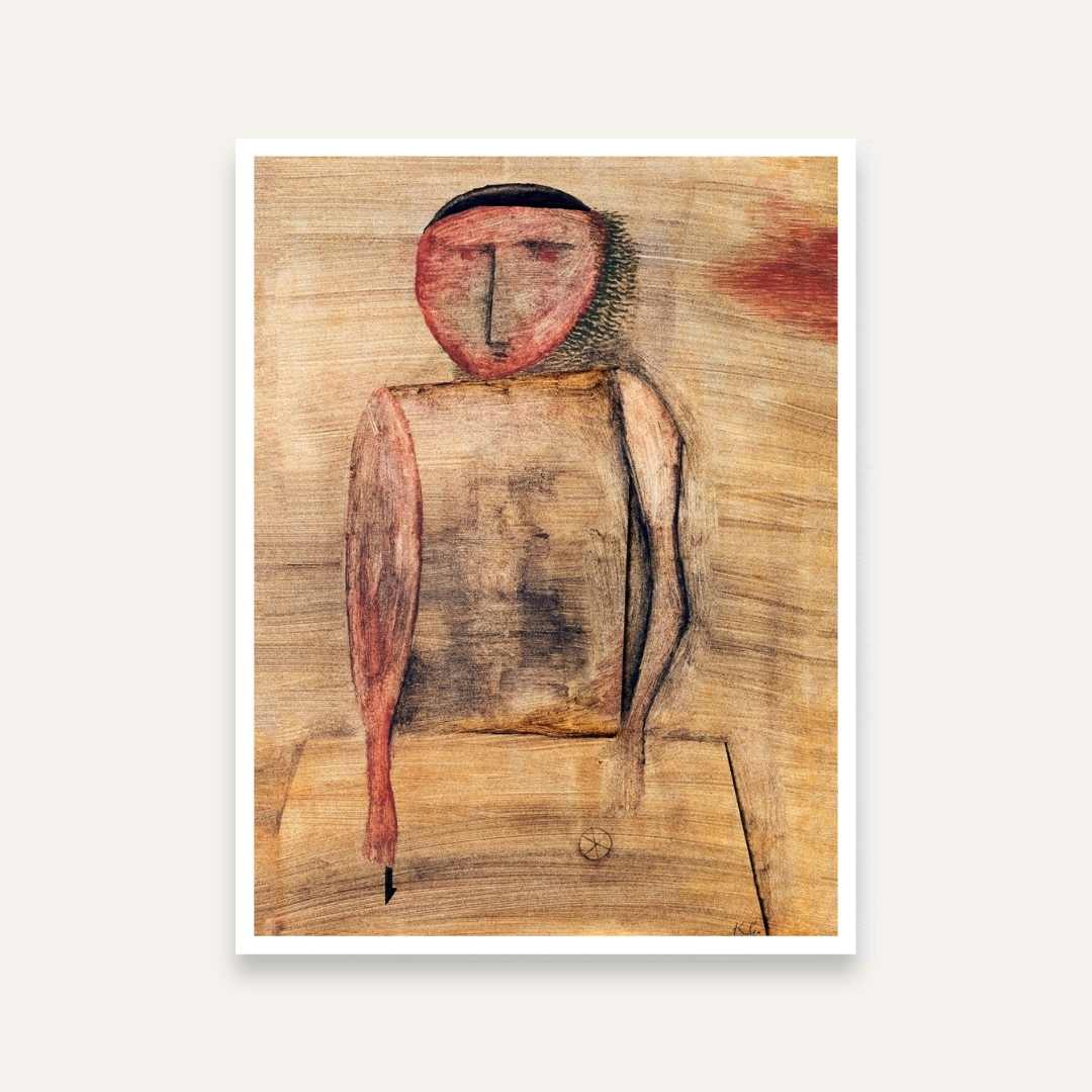 Abstract Figure Painting for Living Room | Paul Klee Doctor Art | Earthy Wall Painting 3 : 4 Vertical Premium Wall Art Canvas by MeriDeewar