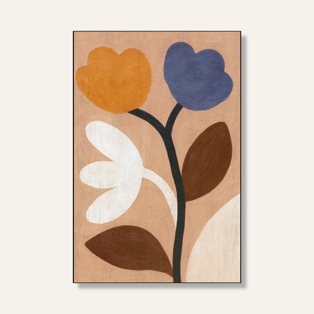 Abstract Floral Painting for Living Room | Earthy Tones Flower Wall Art | Giclée Fine Art Print 2 : 3 Vertical Premium Wall Art Canvas by MeriDeewar