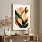 Abstract Floral Painting for Living Room – Peach & Green Botanical Wall Art | Giclée Print 2 : 3 Vertical Premium Wall Art Canvas by MeriDeewar