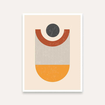 Abstract Geometric Painting for Living Room | Earthy Tones Mid-Century Wall Art | Giclée Print 4 X 5.5 Vertical Premium Wall Art Canvas by MeriDeewar