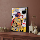 Abstract Indulgence – Modern Woman with Wine Wall Art Print 2 : 3 Vertical Premium Wall Art Canvas by MeriDeewar