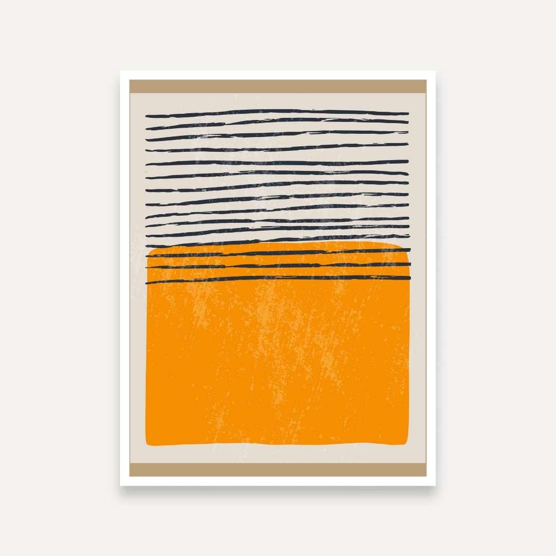 Abstract Orange Wall Painting for Living Room | Modern Colour Block Art Print 4 :5 Vertical Premium Wall Art Canvas by MeriDeewar