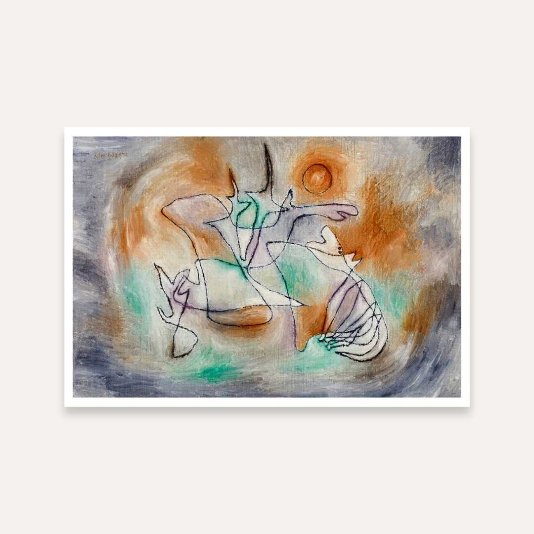 Abstract Painting for Living Room – Howling Dog by Paul Klee | Earthy Tones Wall Art 3 : 2 Horizontal Premium Wall Art Canvas by MeriDeewar