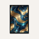 Abstract Teal & Gold Liquid Marble Wall Art | Luxury Fluid Resin Framed Print 2 : 3 Vertical Premium Wall Art Canvas by MeriDeewar