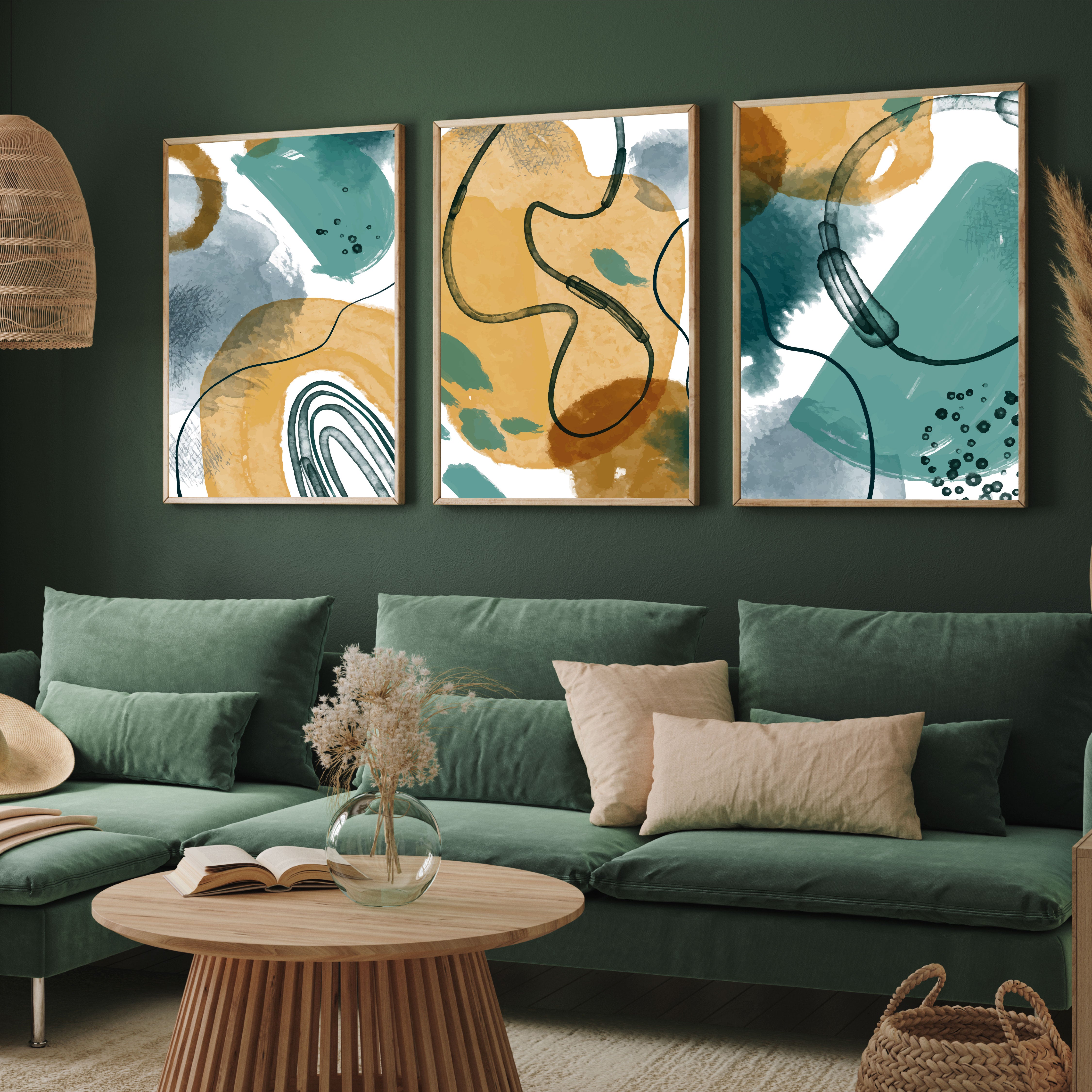 Abstract Wall Art Set Of 3 Walls Premium Wall Art Canvas by MeriDeewar