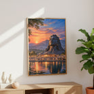 Adiyogi Shiva | Sunset Sacred Mountain Gallery Wrap Canvas Curate Pinewood Premium Wall Art Canvas by MeriDeewar