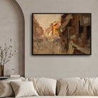 Agra Street Scene Oil Painting | Horizontal Framed Print 4 : 3 Horizontal Premium Wall Art Canvas by MeriDeewar