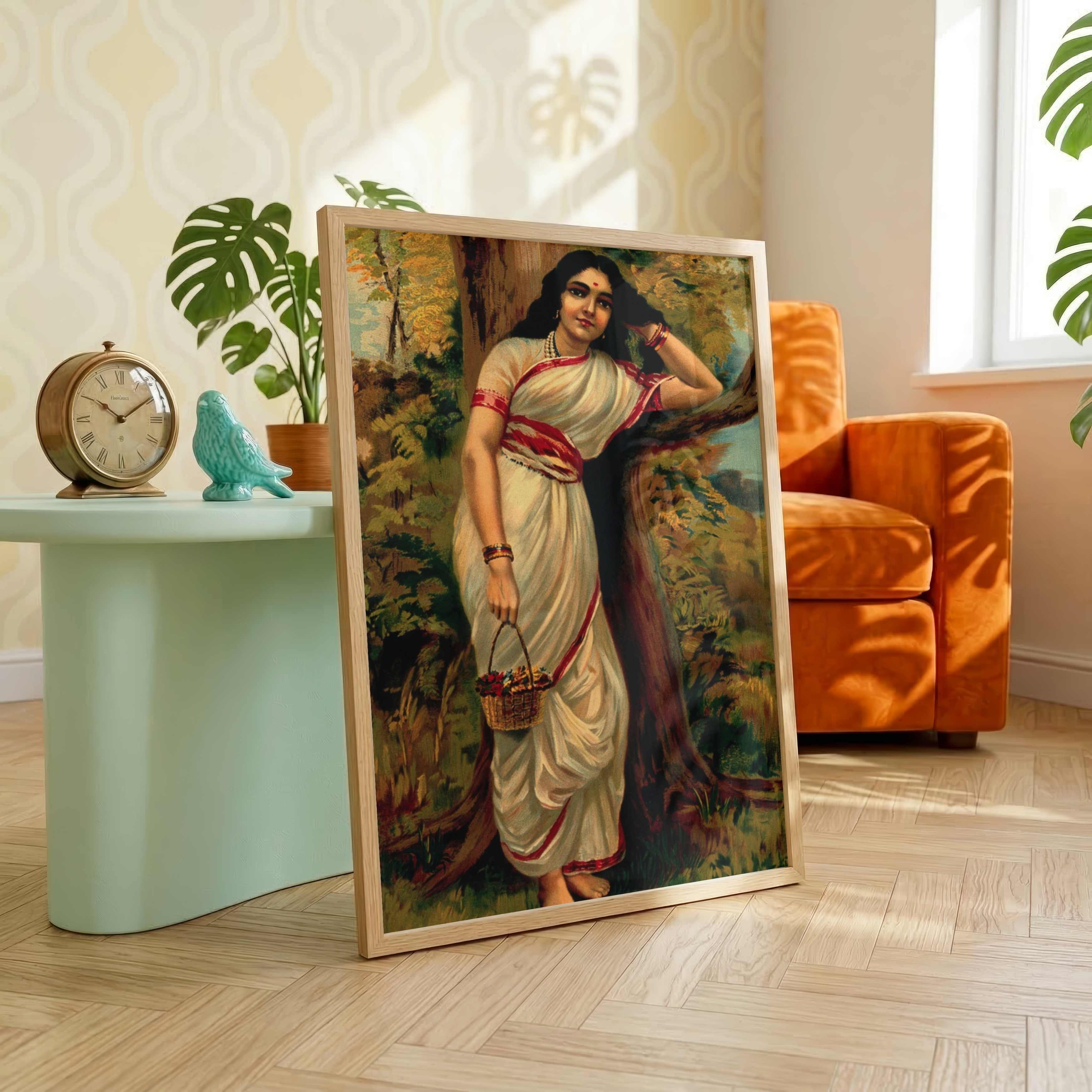 Ahalya Painting by Raja Ravi Varma | Ramayana Mythology Wall Art for Living Room 3 : 4 Vertical Premium Wall Art Canvas by MeriDeewar