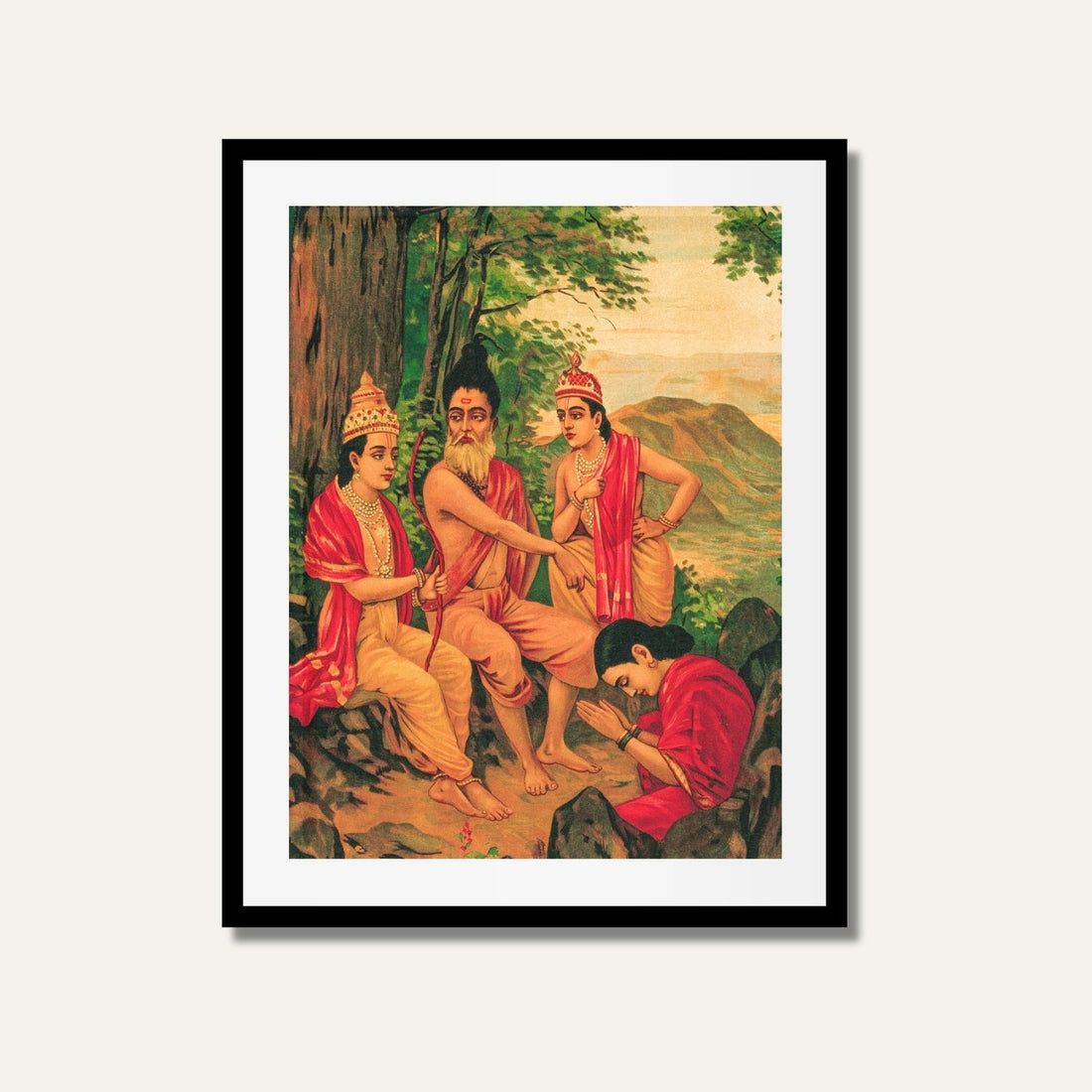 Ahalya Udhar Painting – Raja Ravi Varma Indian Mythology Wall Art | MeriDeewar 2 : 3 Vertical Premium Wall Art Canvas by MeriDeewar