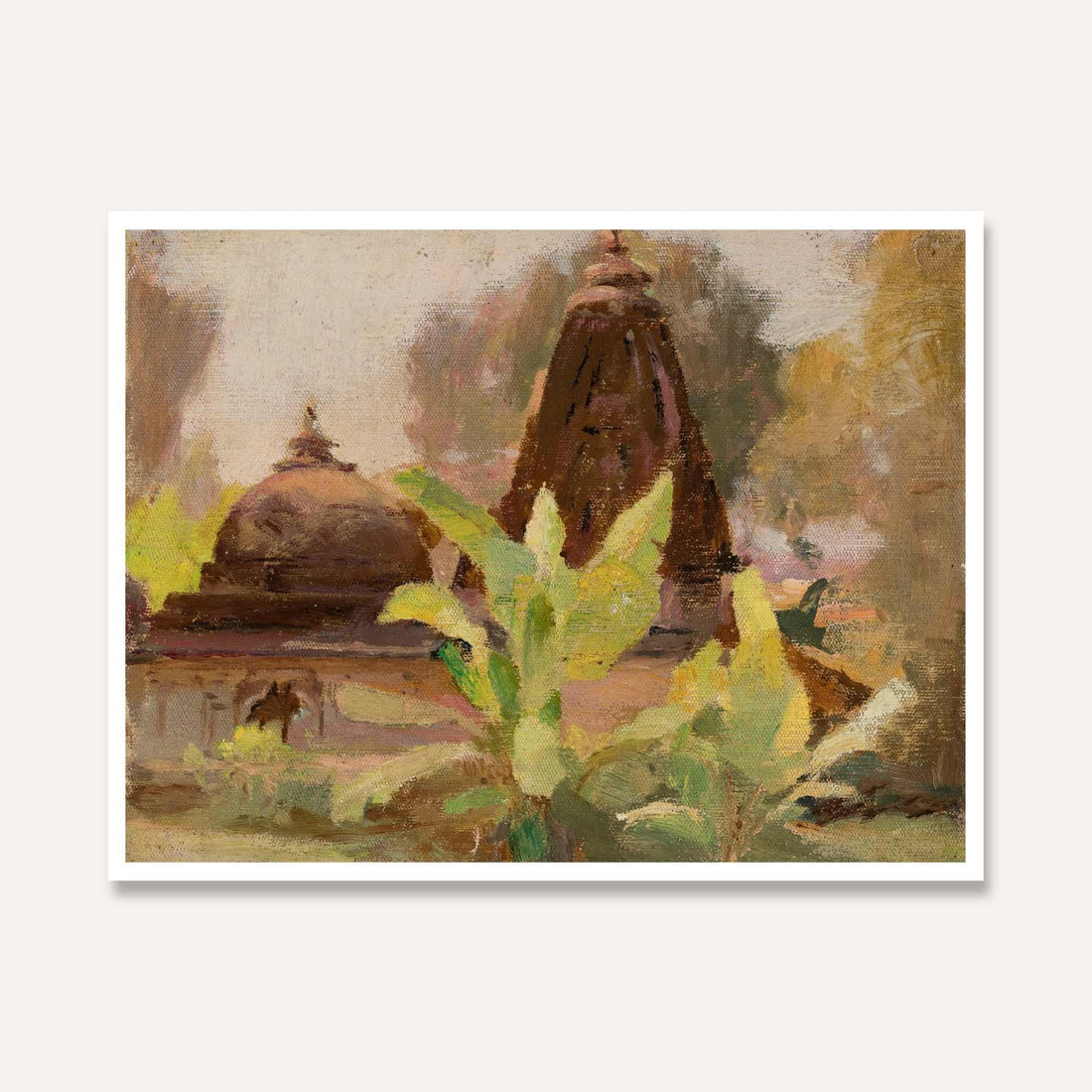 Ahmadabad Jain Temple Oil Painting | Horizontal Framed Print 4 : 3 Horizontal Premium Wall Art Canvas by MeriDeewar