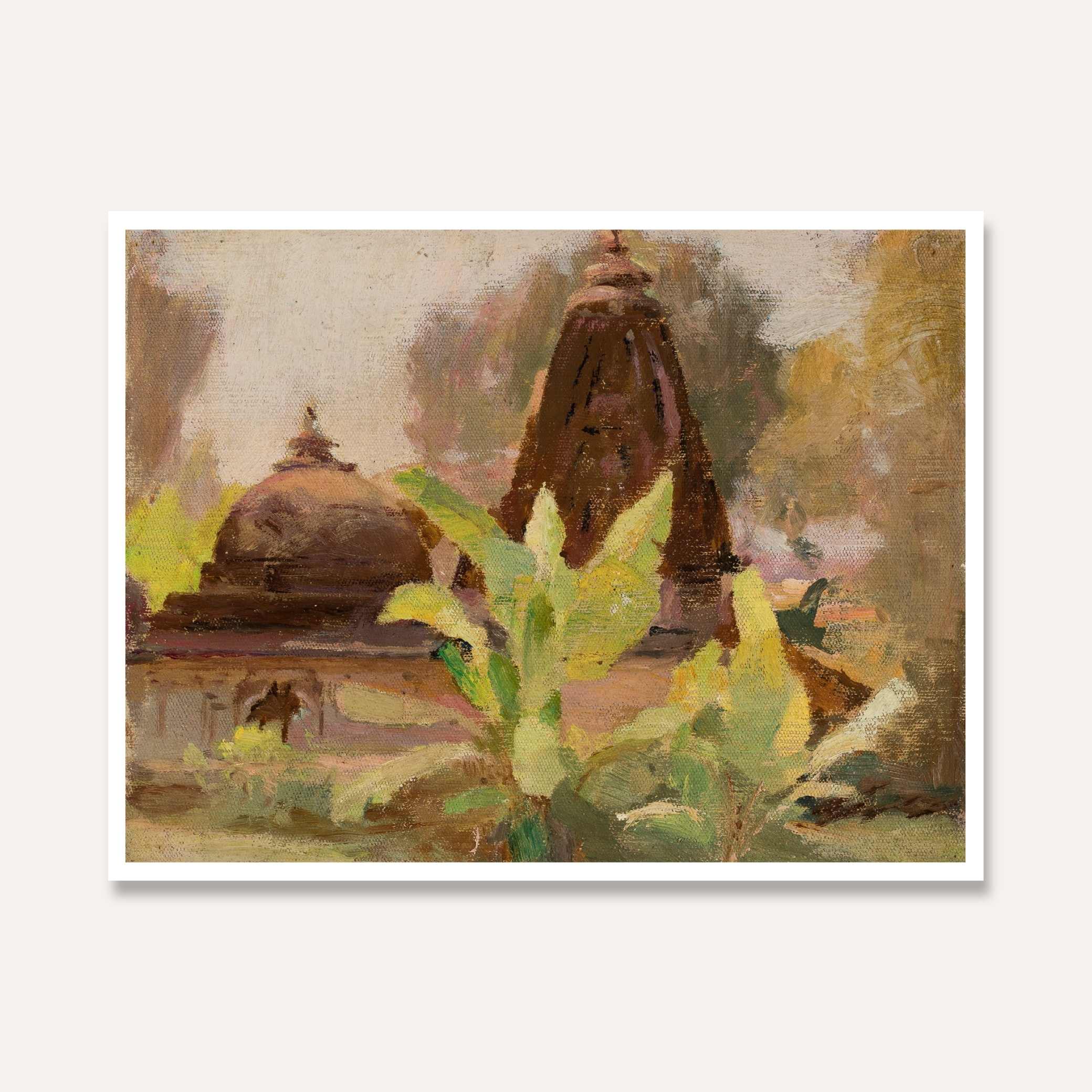 Ahmadabad Jain Temple Oil Painting | Horizontal Framed Print 4 : 3 Horizontal Premium Wall Art Canvas by MeriDeewar