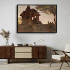 Ahmadabad Temple Pavilion Oil Painting | Horizontal Framed Print 4 : 3 Horizontal Premium Wall Art Canvas by MeriDeewar