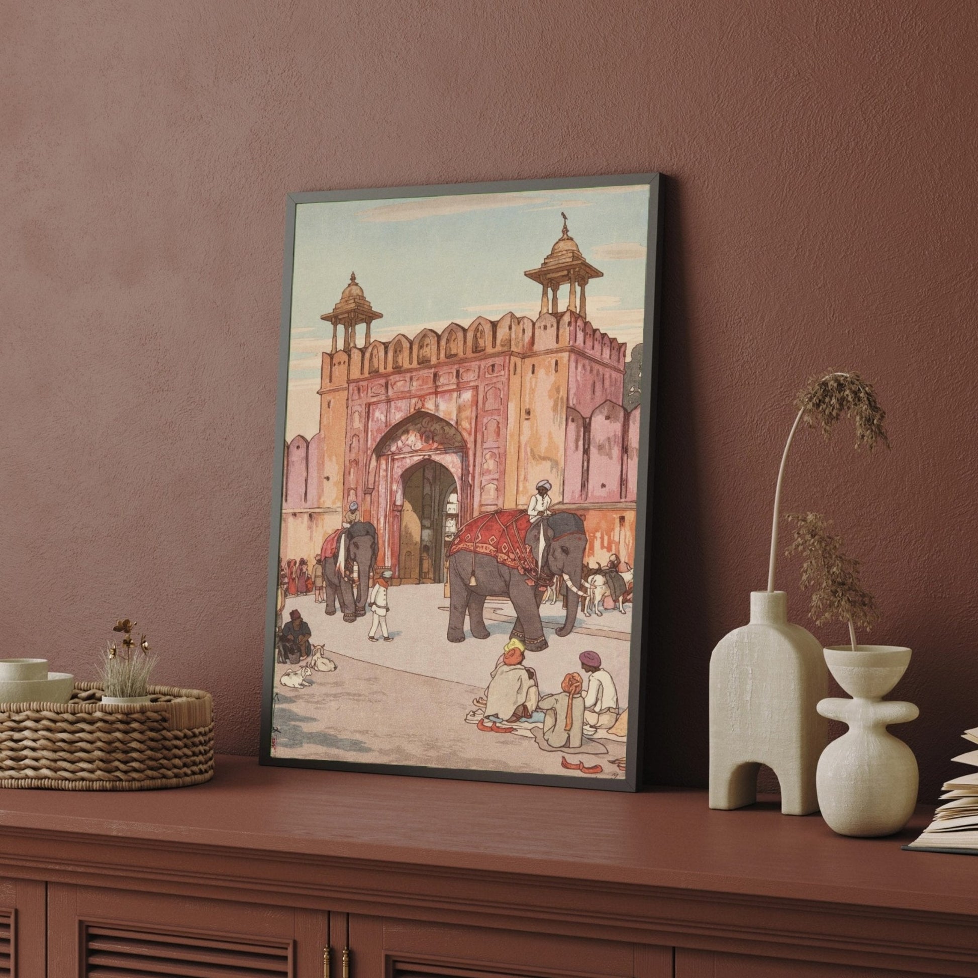 Ajmer Gate Jaipur painting by Yoshida Hiroshi 3 : 4 Vertical New Premium Wall Art Canvas by MeriDeewar