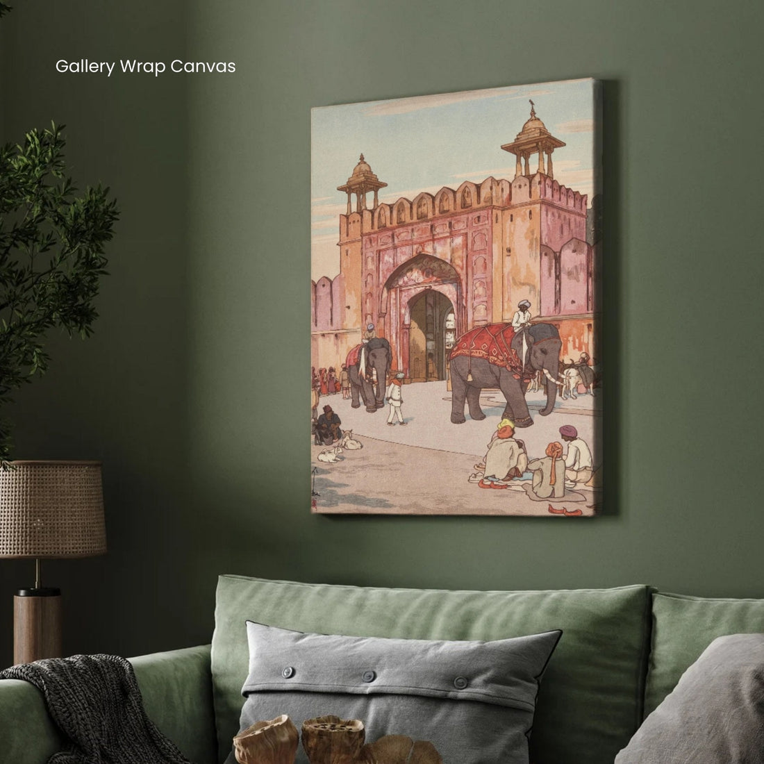 Ajmer Gate Jaipur painting by Yoshida Hiroshi 3 : 4 Vertical New Premium Wall Art Canvas by MeriDeewar