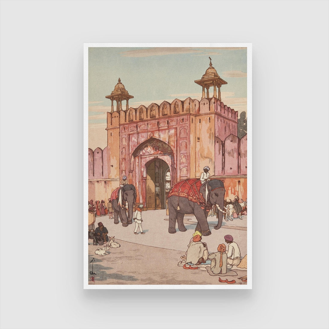 Ajmer Gate Jaipur painting by Yoshida Hiroshi 3 : 4 Vertical New Premium Wall Art Canvas by MeriDeewar