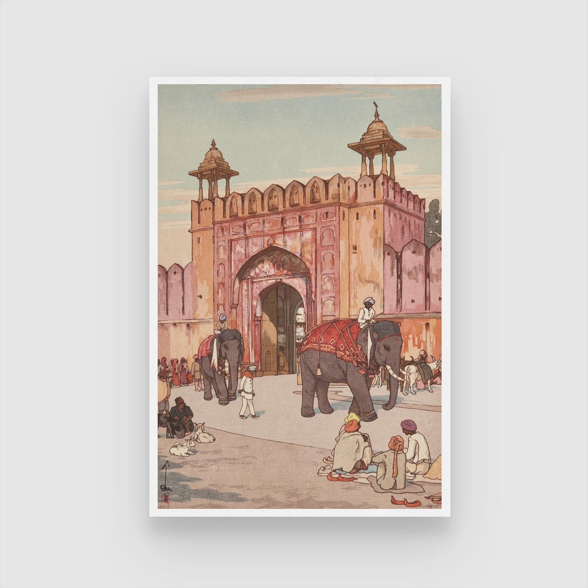 Ajmer Gate Jaipur painting by Yoshida Hiroshi 3 : 4 Vertical New Premium Wall Art Canvas by MeriDeewar