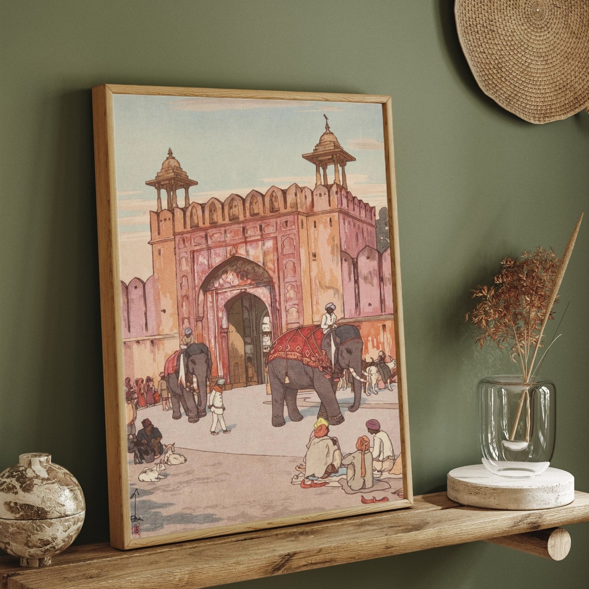 Ajmer Gate Jaipur painting by Yoshida Hiroshi 3 : 4 Vertical New Premium Wall Art Canvas by MeriDeewar