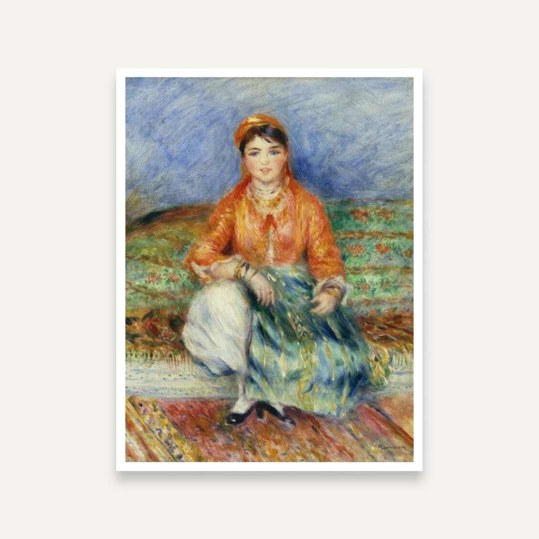 Algerian Girl Portrait Painting for Living Room | Renoir Impressionist Wall Art Print 4 :5 Vertical Premium Wall Art Canvas by MeriDeewar