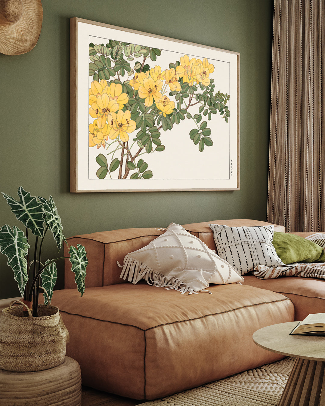 Allamanda flower,Japanese woodblock art 3 : 4 Horizontal New Premium Wall Art Canvas by MeriDeewar