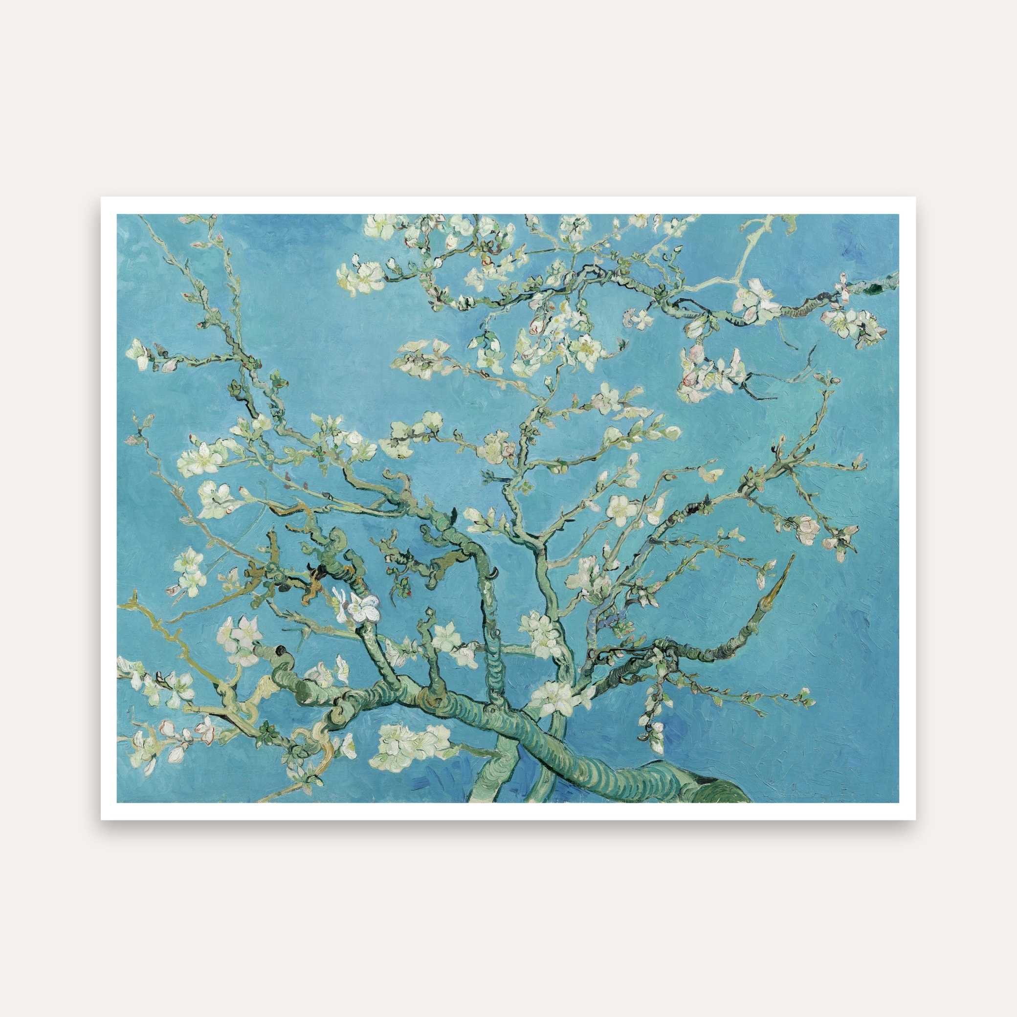 Almond Blossoms Van Gogh Floral Painting for Living Room | Giclée Fine Art Print 4 : 3 Horizontal Premium Wall Art Canvas by MeriDeewar
