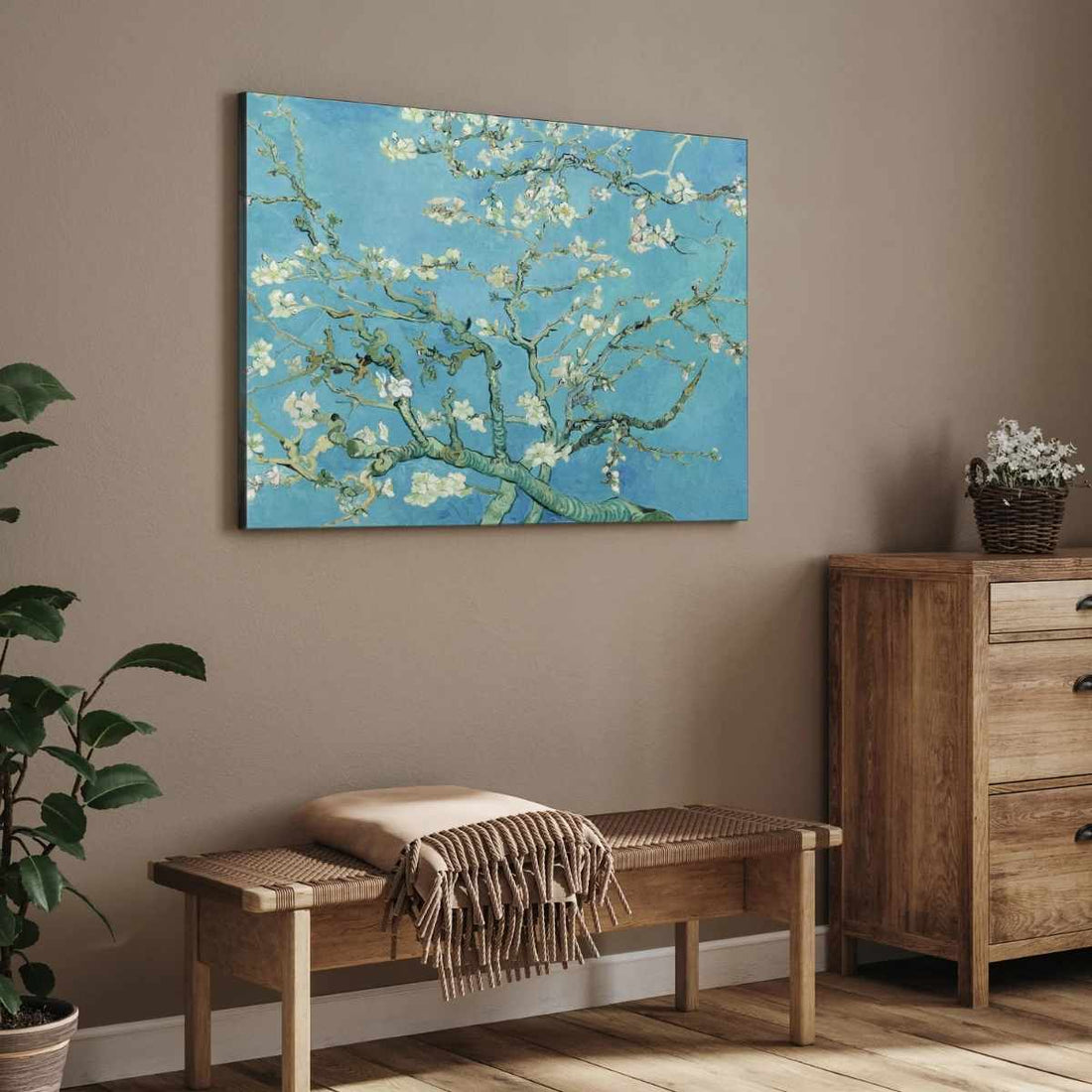 Almond Blossoms Van Gogh Floral Painting for Living Room | Giclée Fine Art Print 4 : 3 Horizontal Premium Wall Art Canvas by MeriDeewar