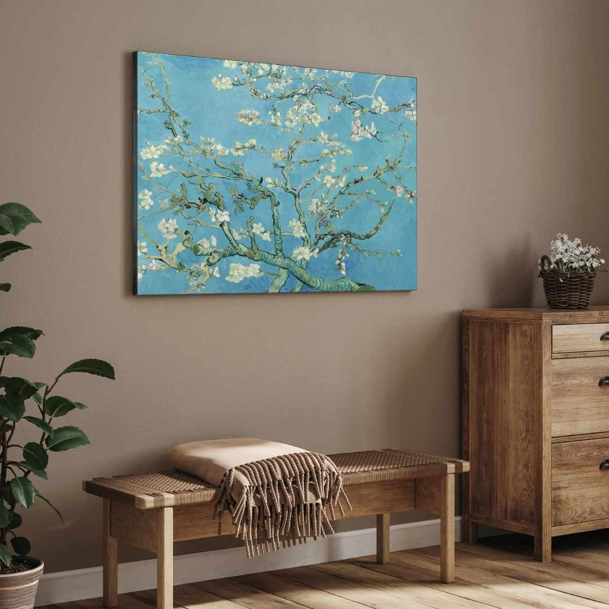 Almond Blossoms Van Gogh Floral Painting for Living Room | Giclée Fine Art Print 4 : 3 Horizontal Premium Wall Art Canvas by MeriDeewar