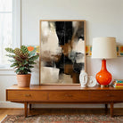 Amber & Obsidian | Modern Moody Earth Tone Textured Abstract Fine Wall Art 3 : 4 Vertical Premium Wall Art Canvas by MeriDeewar