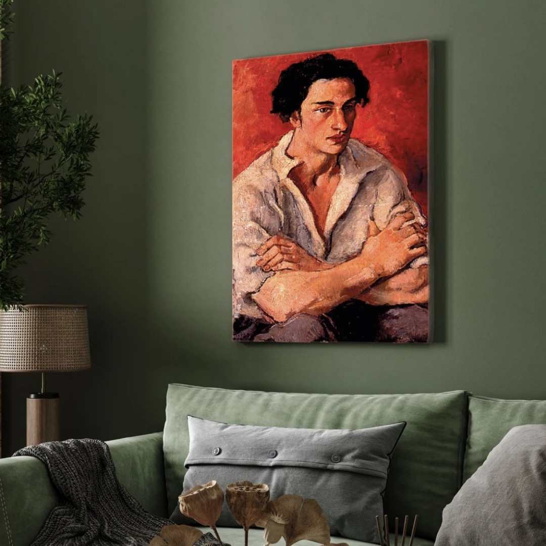 Amrita Sher-Gil Amadeo Modigliani Portrait | Vertical Black Framed Wall Art 3 : 4 Vertical Premium Wall Art Canvas by MeriDeewar