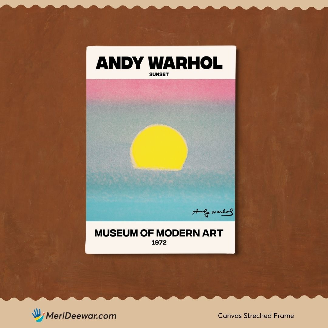 Andy Warhol Sunset Blue Painting 3 : 4 Vertical New Premium Wall Art Canvas by MeriDeewar