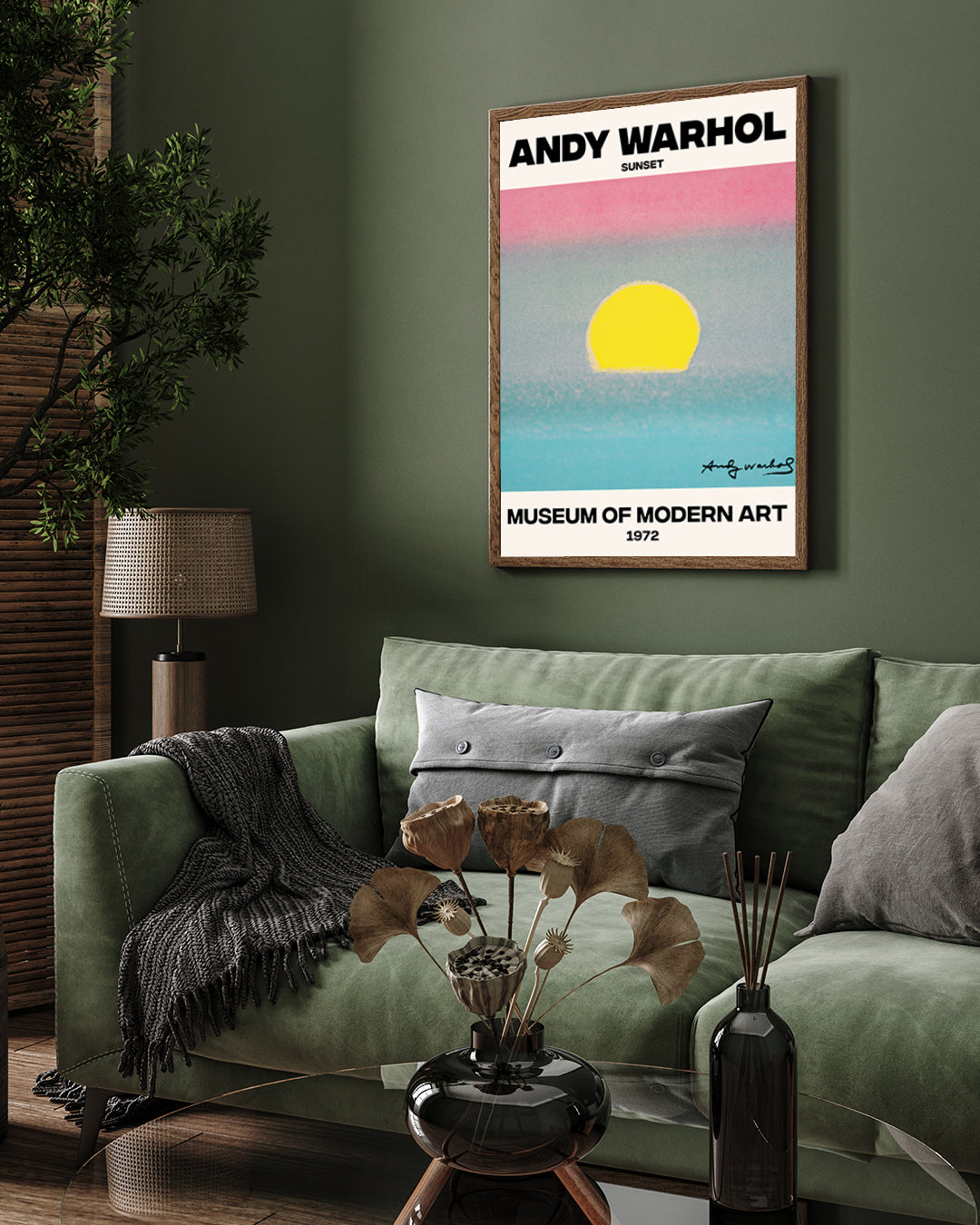 Andy Warhol Sunset Blue Painting 3 : 4 Vertical New Premium Wall Art Canvas by MeriDeewar