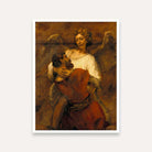 Angel Painting for Living Room – Rembrandt Jacob Wrestling with the Angel | Wall Art Print 3 : 4 Vertical Premium Wall Art Canvas by MeriDeewar