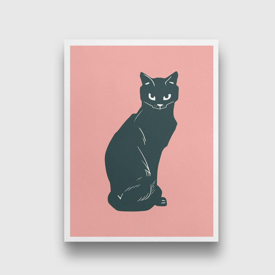 Angry Pink Cat Painting 3 : 4 Vertical New Premium Wall Art Canvas by MeriDeewar