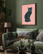 Angry Pink Cat Painting 3 : 4 Vertical New Premium Wall Art Canvas by MeriDeewar