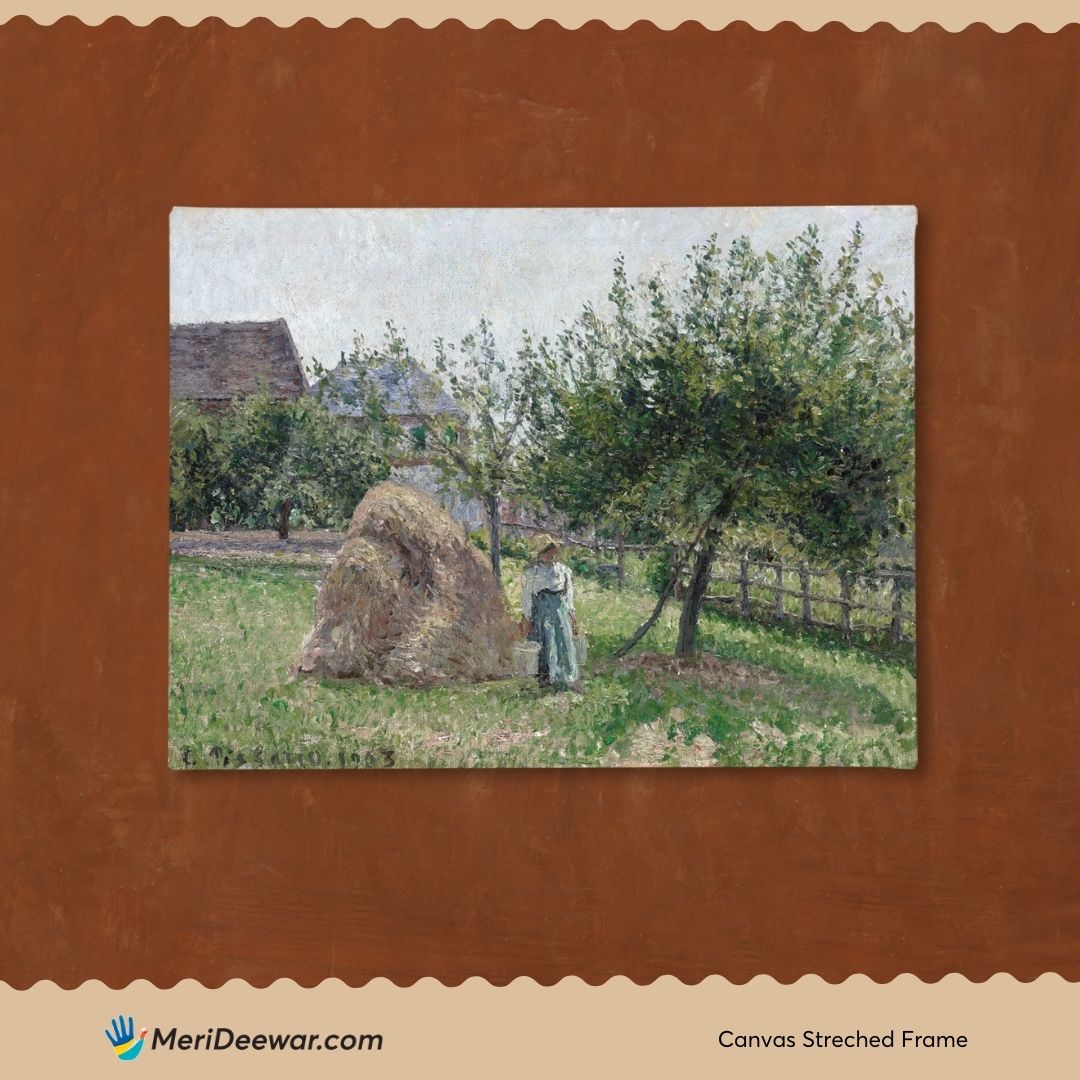 Apple Trees in Eragny, Sunny Morning Painting by Camille Pissarro 3 : 4 Horizontal New Premium Wall Art Canvas by MeriDeewar