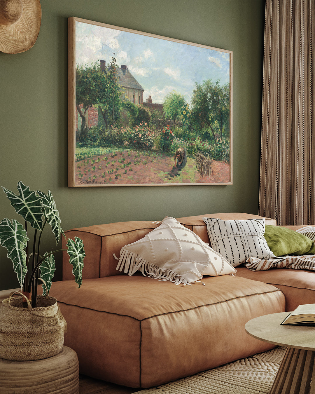 Apple Trees in Eragny, Sunny Morning Painting by Camille Pissarro 3 : 4 Horizontal New Premium Wall Art Canvas by MeriDeewar