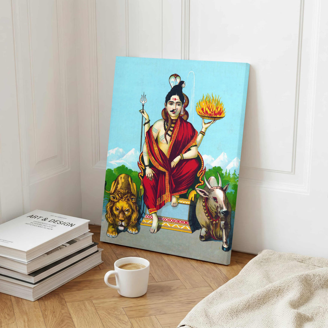 Ardhanari Nateshwar Shiva-Parvati Painting – Raja Ravi Varma Indian Mythology Wall Art | MeriDeewar 3 : 4.2 Vertical Premium Wall Art Canvas by MeriDeewar