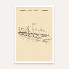 Articulated Ship Patent Print | Vertical Parchment Framed Wall Art 2 : 3 Vertical Premium Wall Art Canvas by MeriDeewar