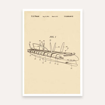 Articulated Ship Patent Print | Vertical Parchment Framed Wall Art 2 : 3 Vertical Premium Wall Art Canvas by MeriDeewar