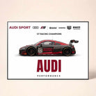 "Audi Sport GT Racing Champions" Automotive Poster | Horizontal Borderless Art Frame Poster Premium Wall Art Canvas by MeriDeewar