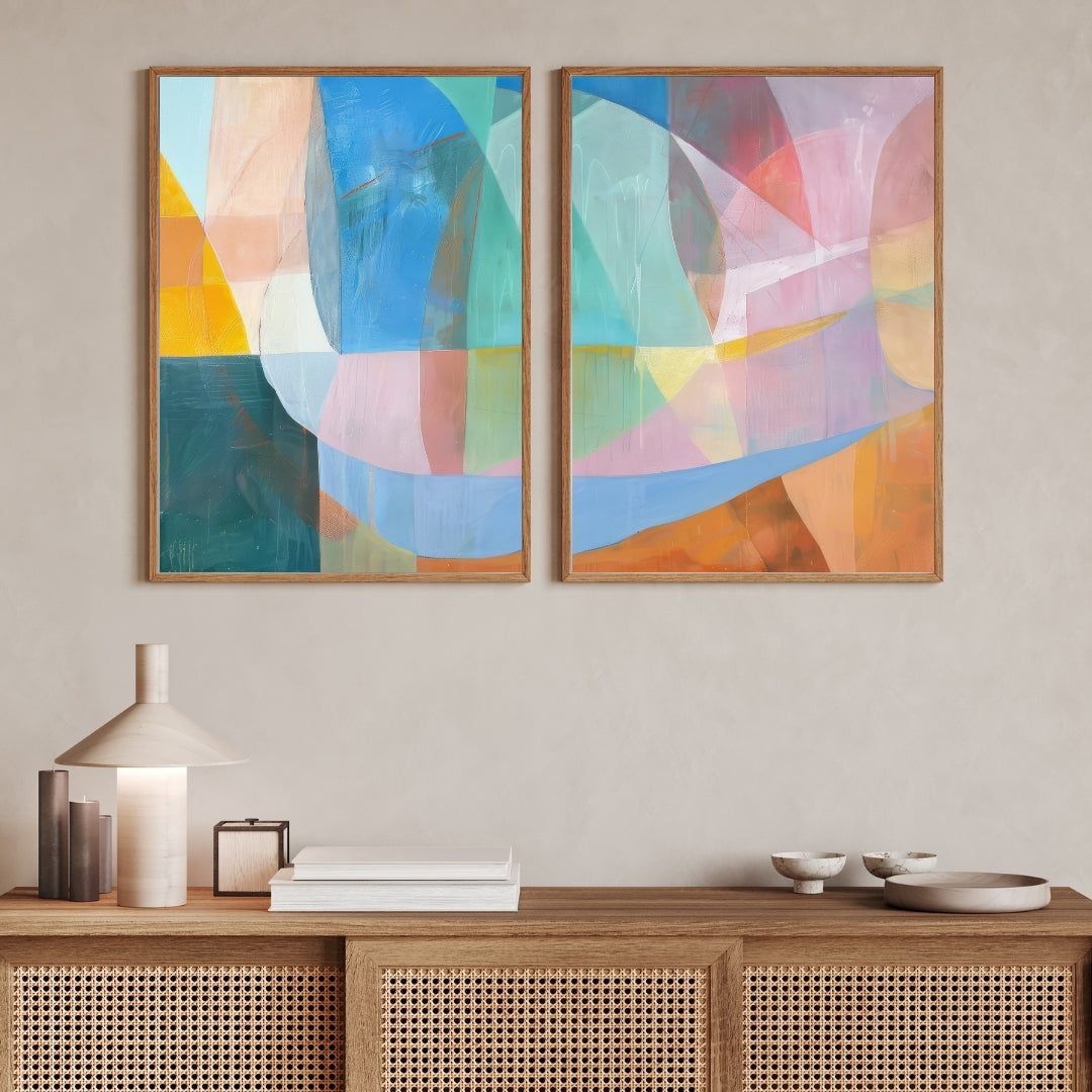 Aurora Flow – Modern Abstract Geometric Wall Art Walls Premium Wall Art Canvas by MeriDeewar
